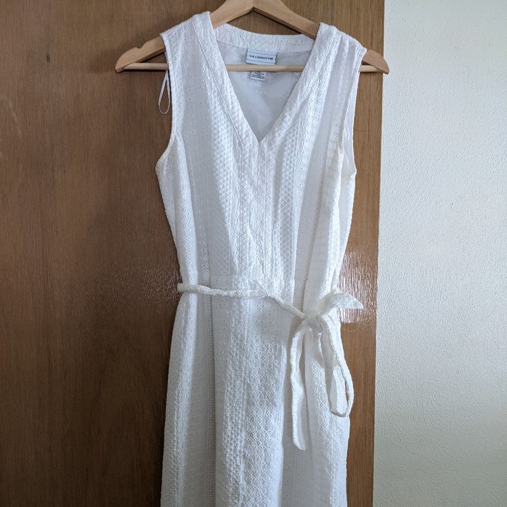 White Sleeveless Eyelet Dress by Liz Claiborne - size S